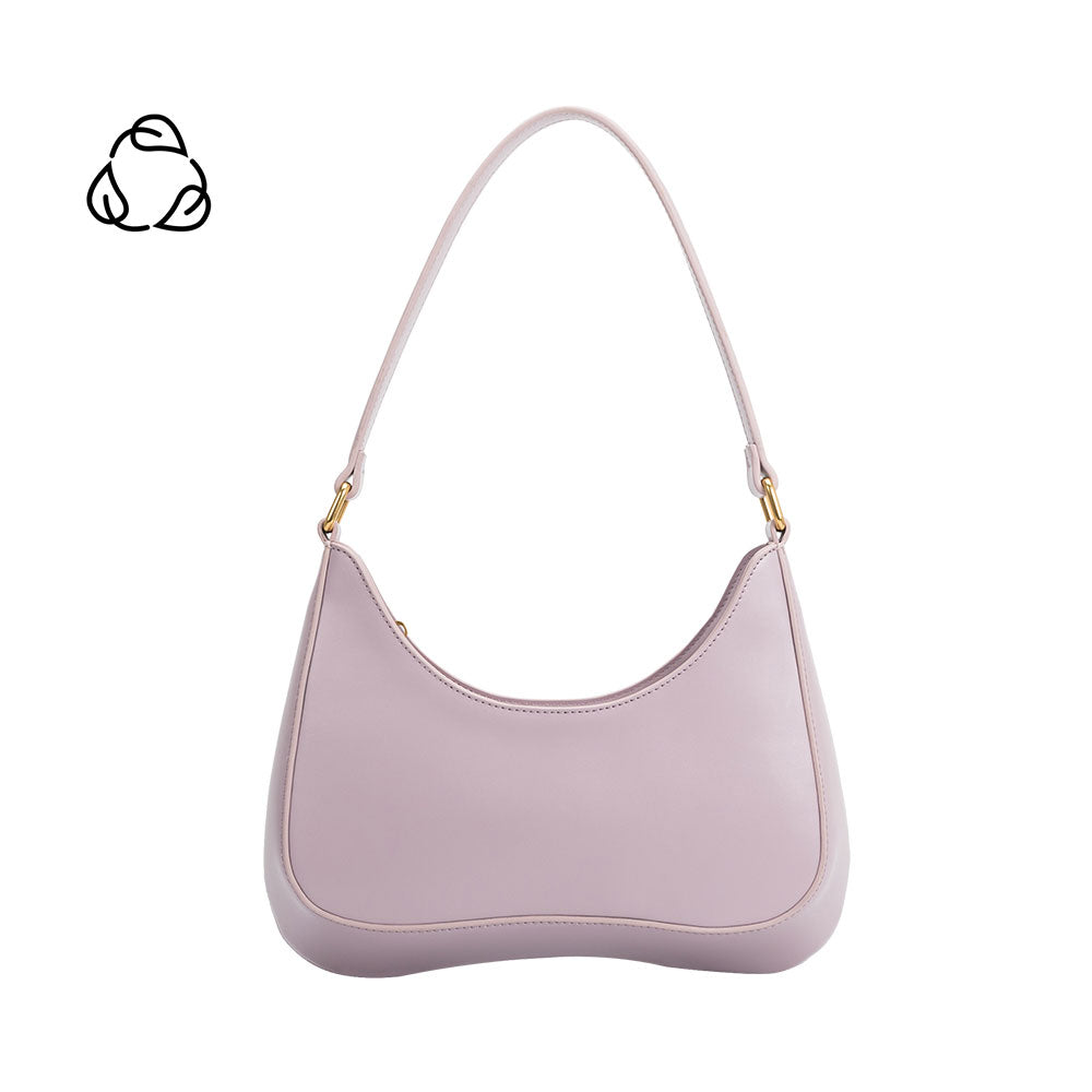 A small lilac vegan leather shoulder bag.