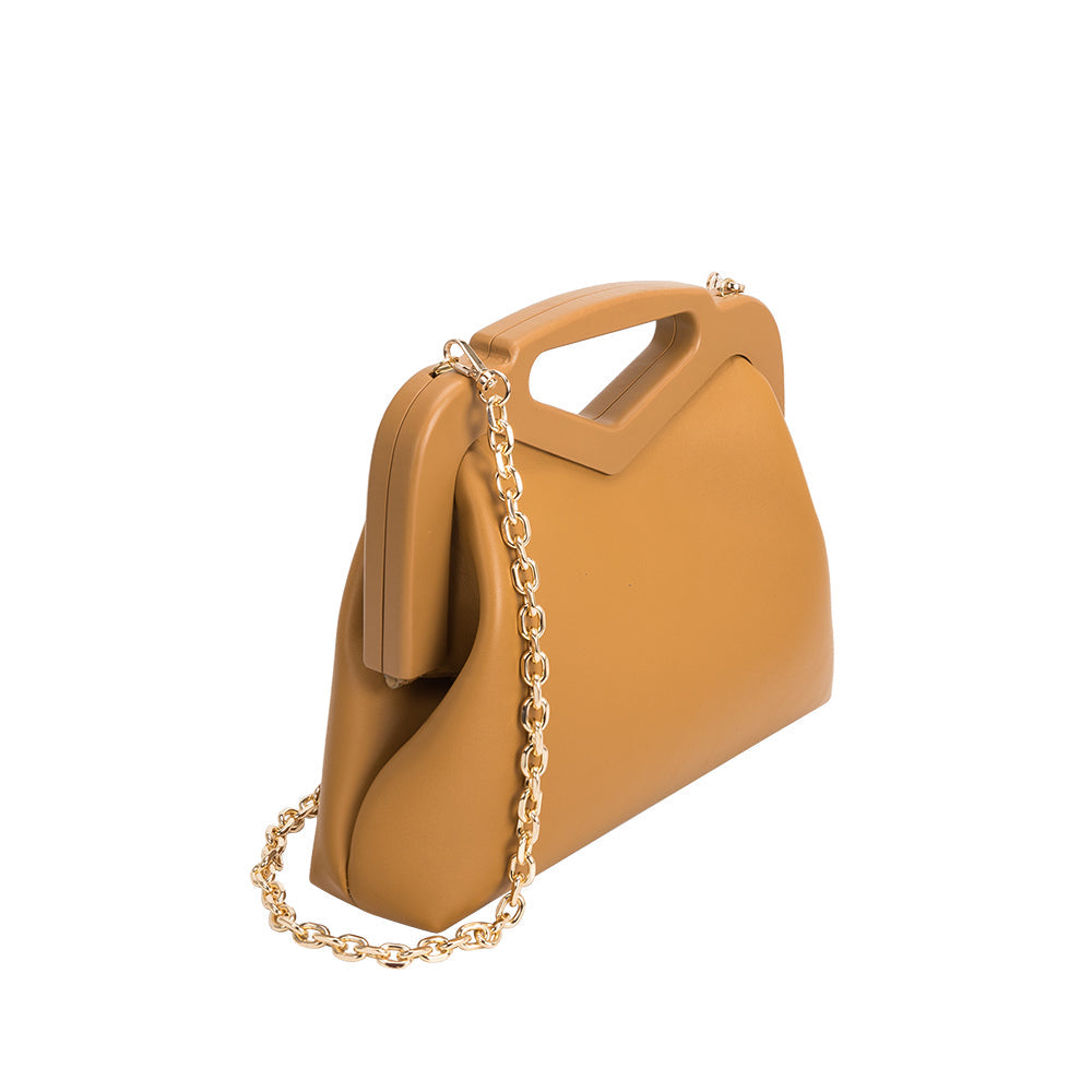 Melie Bianco Luxury Vegan Leather Angie Small Crossbody Bag in Tan