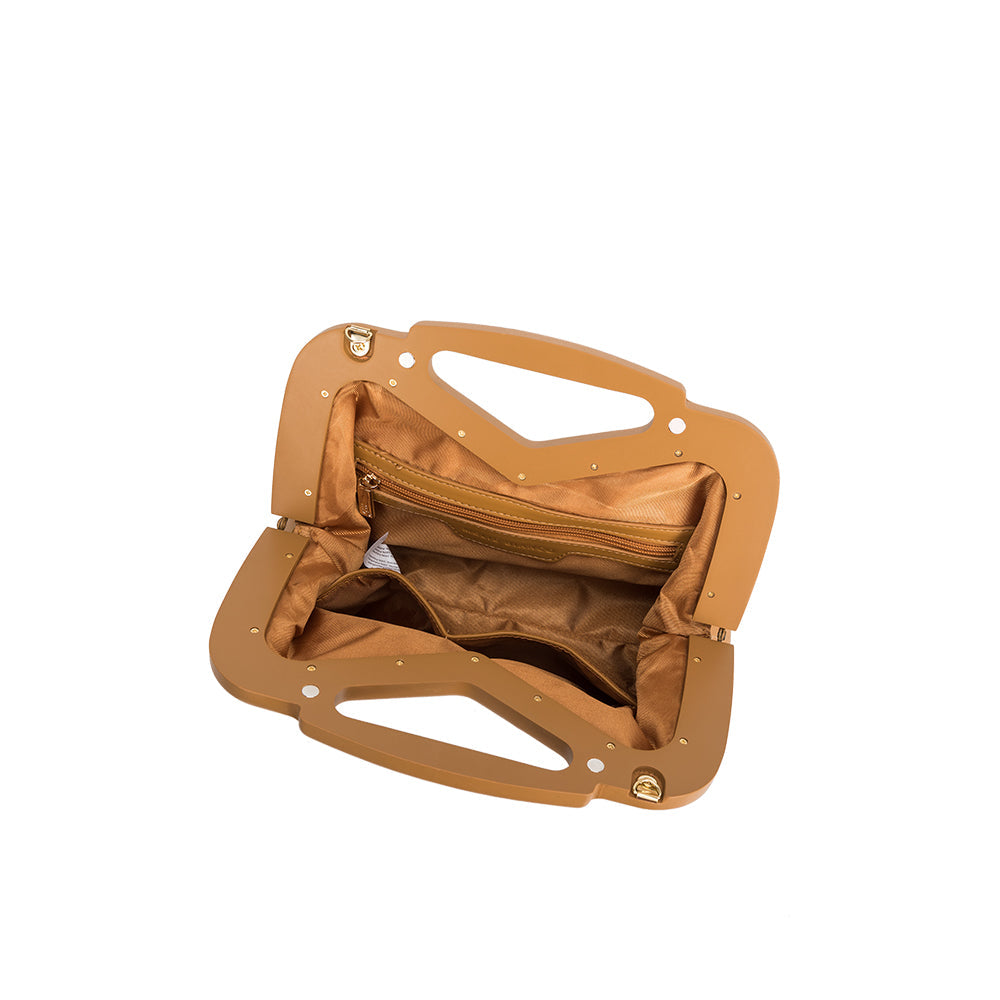 Melie Bianco Luxury Vegan Leather Angie Small Crossbody Bag in Tan