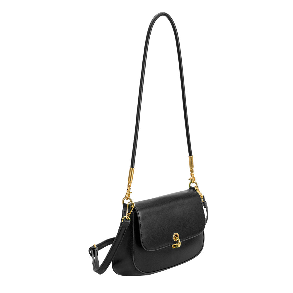 Melie Bianco Luxury Vegan Leather Patricia Small Shoulder Bag in Black
