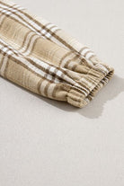 Drawstring Plaid Half Zip Raglan Sleeve Hoodie - Charming Charlie