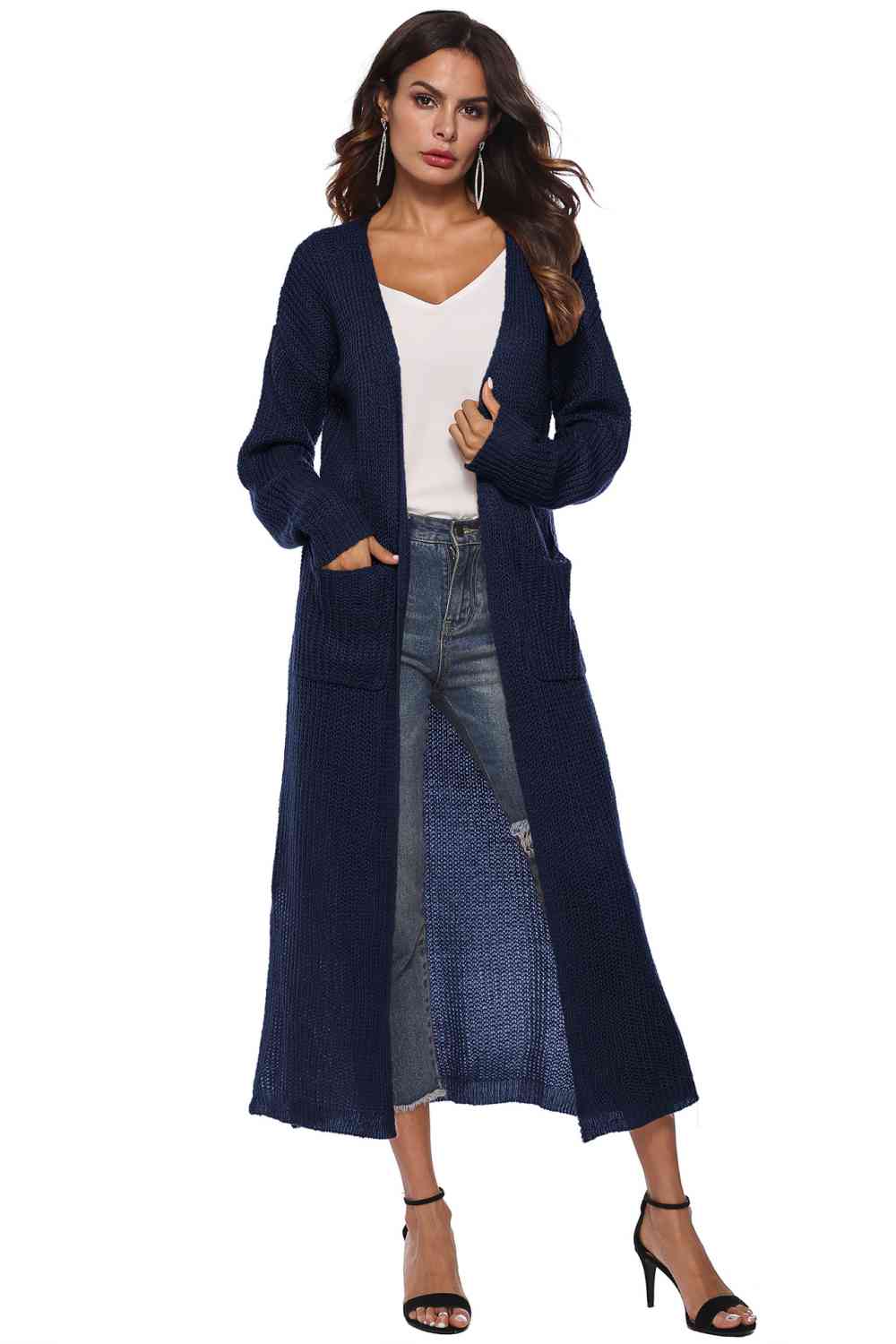 Long Sleeve Open Front Buttoned Cardigan - Charming Charlie