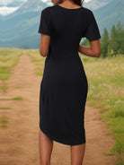 Ruched Surplice Short Sleeve Dress - Charming Charlie