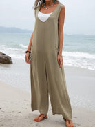 Full Size Wide Strap Jumpsuit with Pockets - Charming Charlie