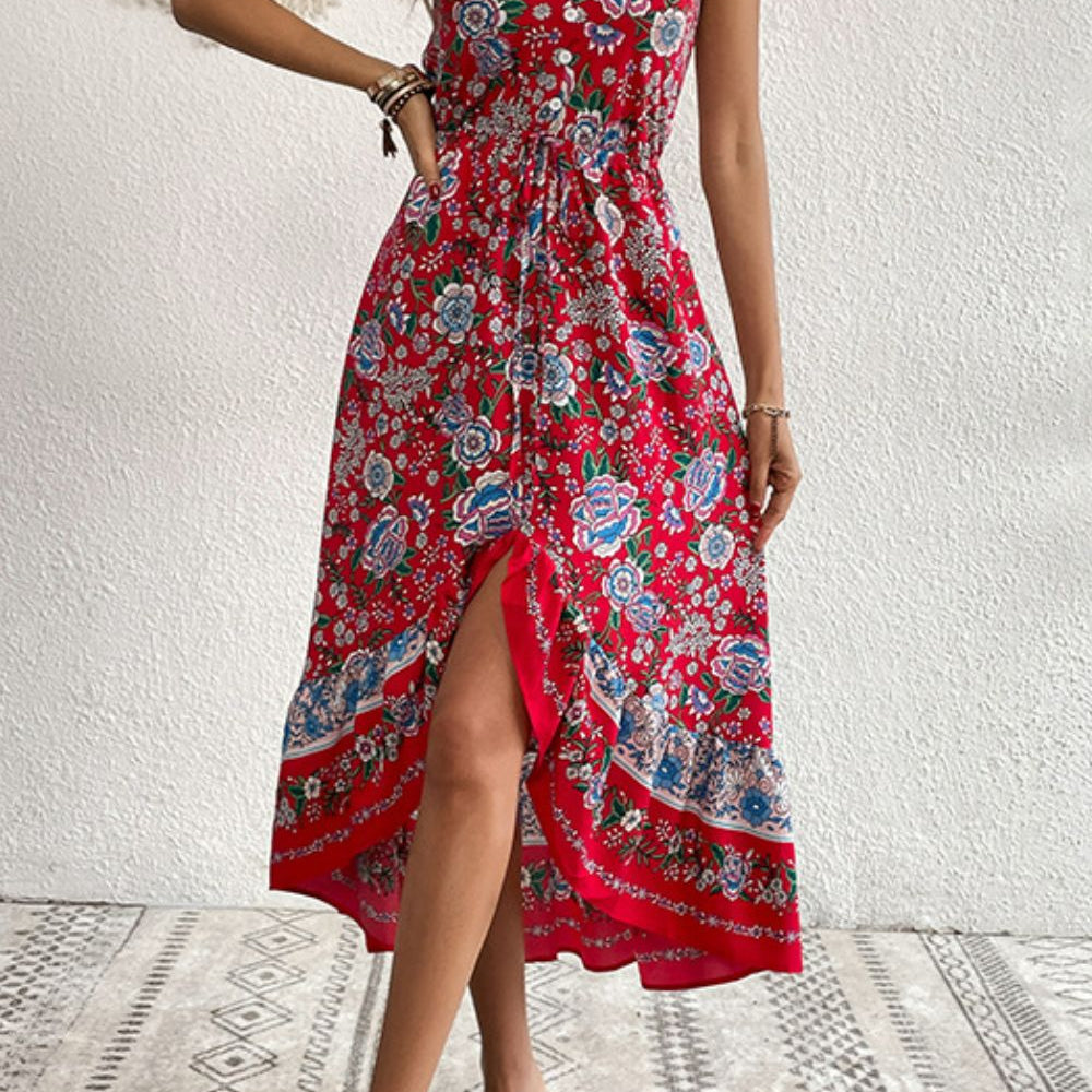 bohemian spaghetti strap dress TYRA Bohemian Silk Slip Spaghetti Strap Dress in Ivory & Black (One Size)