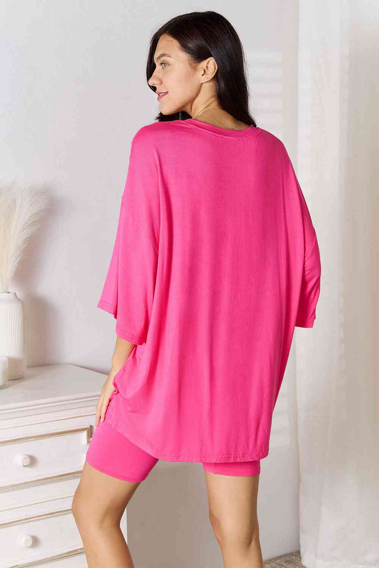 Basic Bae Full Size Soft Rayon Three-Quarter Sleeve Top and Shorts Set ...