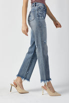RISEN High Waist Raw Hem Straight Jeans - Charming Charlie