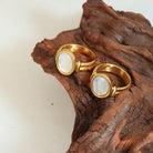 Titanium Steel White Sea Shell Ring - Charming Charlie