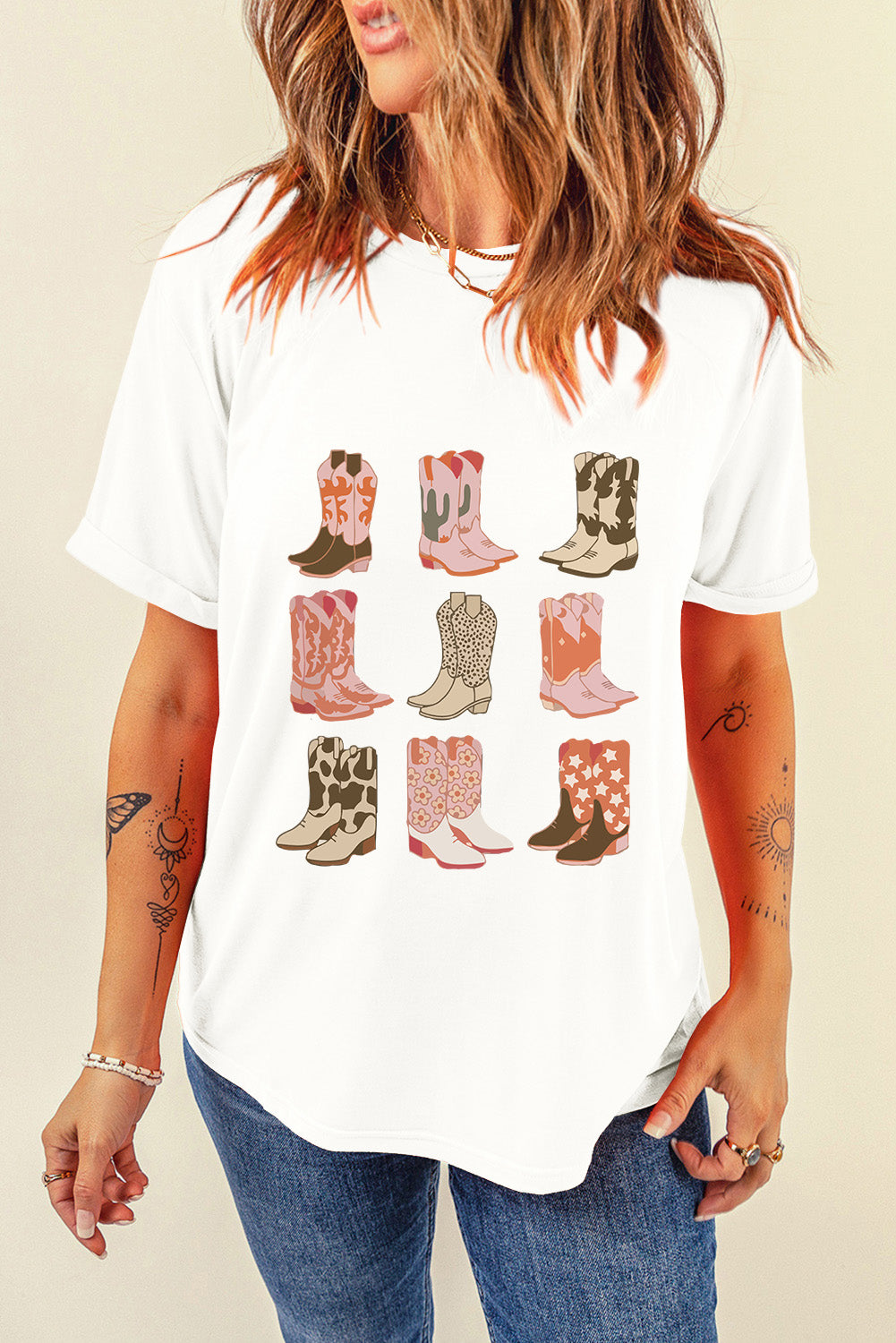 Boot Graphic Round Neck Short Sleeve T-Shirt - Charming Charlie