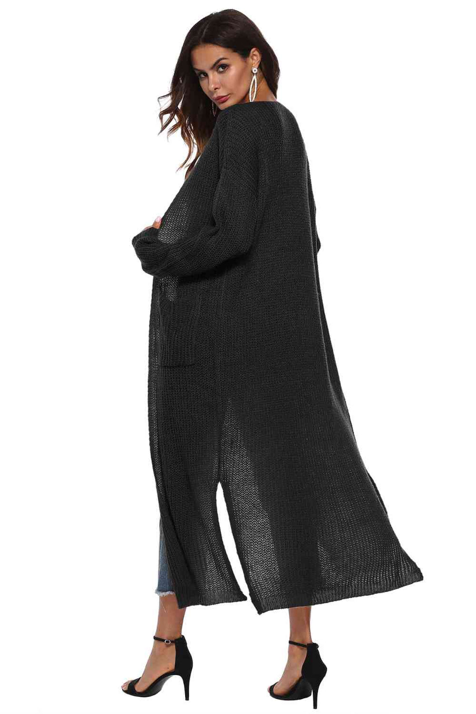 Checkered Open Front Button Up Cardigan main image 1