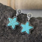 Artificial Turquoise Alloy Star Earrings - Charming Charlie