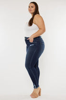 Kancan Full Size Cat's Whiskers Raw Hem High Waist Jeans - Charming Charlie