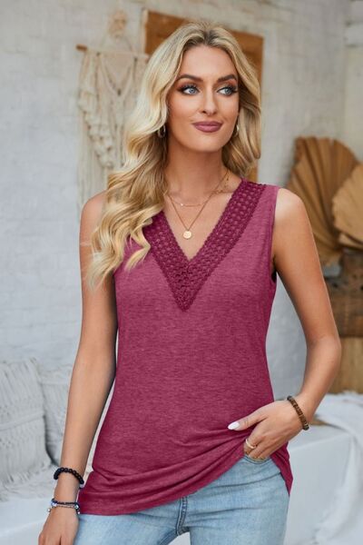 Lace Detail V-Neck Tank - Charming Charlie