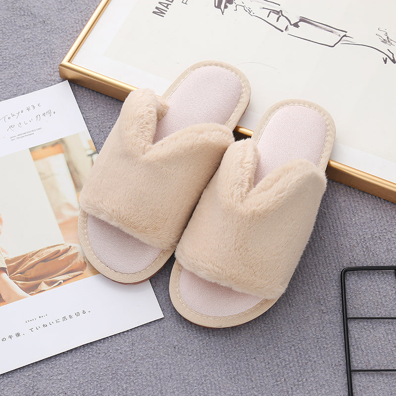 Fur open toe online slippers