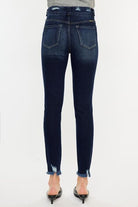 Kancan Full Size Cat's Whiskers Raw Hem High Waist Jeans - Charming Charlie