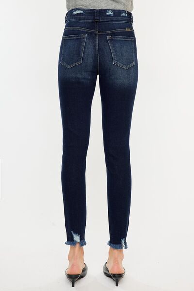 Kancan Full Size Cat's Whiskers Raw Hem High Waist Jeans - Charming Charlie