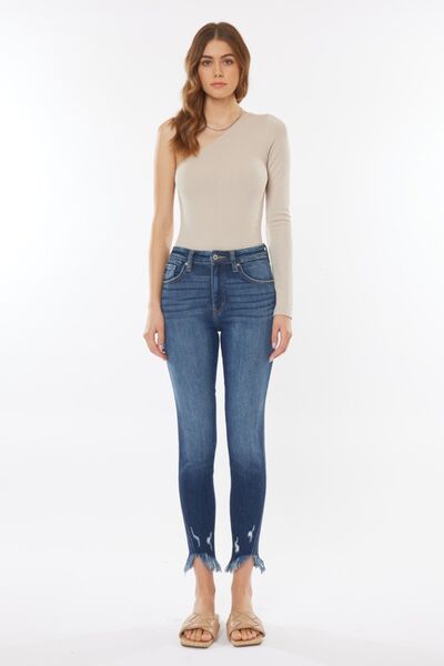 Kancan Raw Hem High Waist Cropped Jeans - Charming Charlie