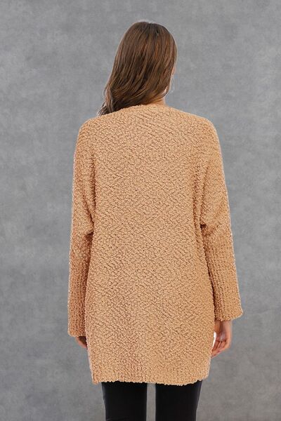 Pocketed Open Front Long Sleeve Cardigan main image 1