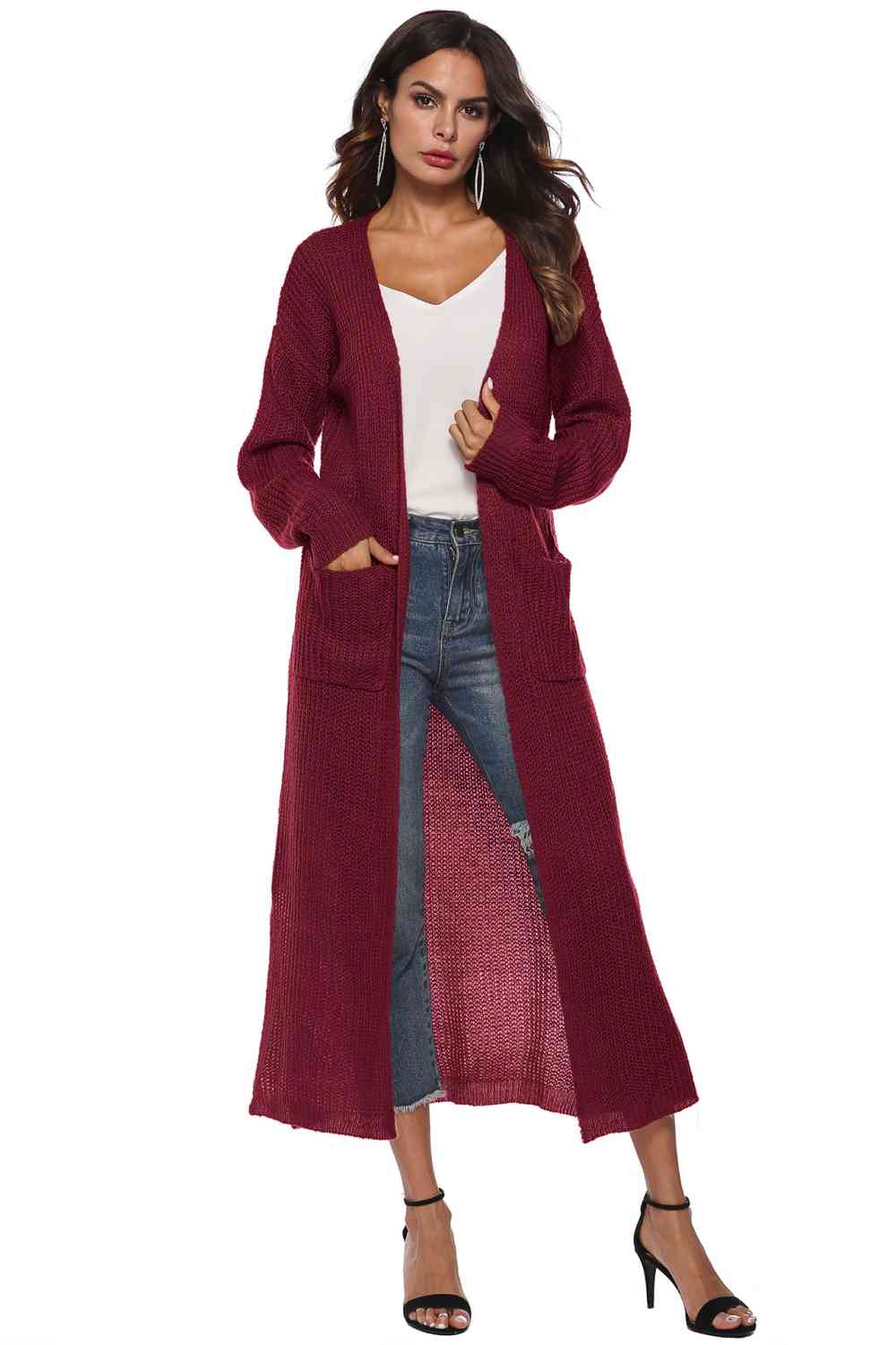 Long Sleeve Open Front Buttoned Cardigan - Charming Charlie