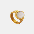Titanium Steel White Sea Shell Ring - Charming Charlie