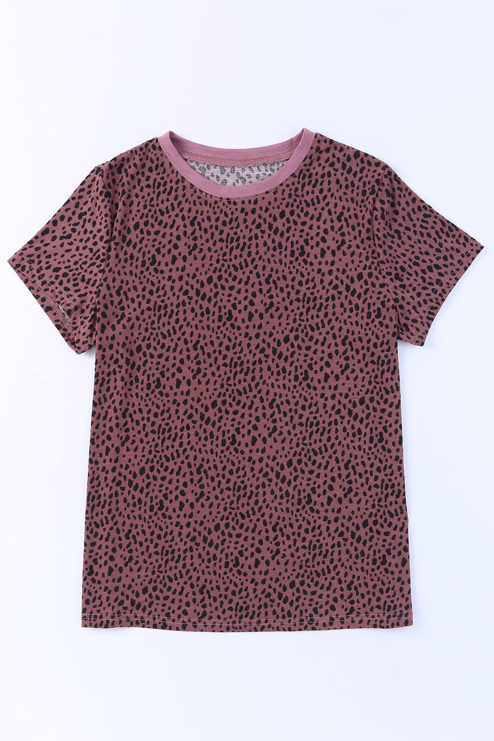 Animal Print Round Neck Short Sleeve T-Shirt - Charming Charlie