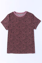 Animal Print Round Neck Short Sleeve T-Shirt - Charming Charlie