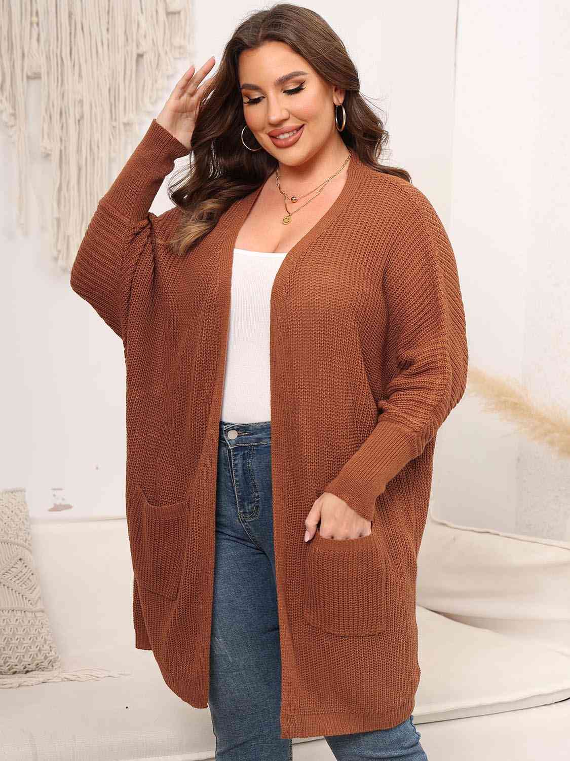 Plus Size Open Front Cardigan With Pockets – Charming Charlie