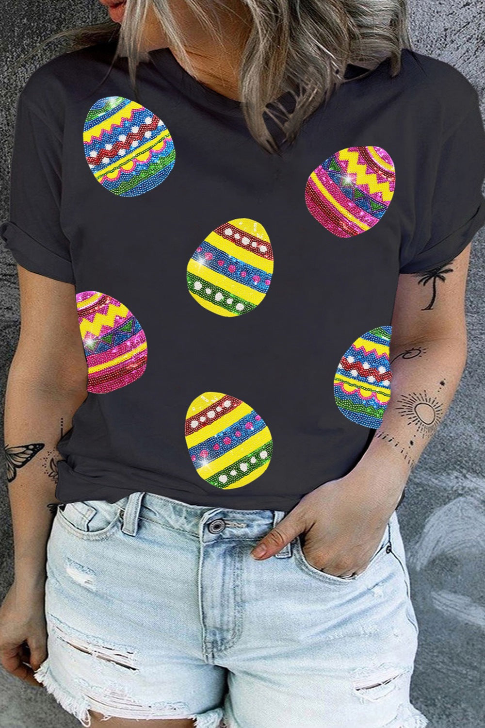 Plus Size Easter Round Neck Short Sleeve T-Shirt - Charming Charlie