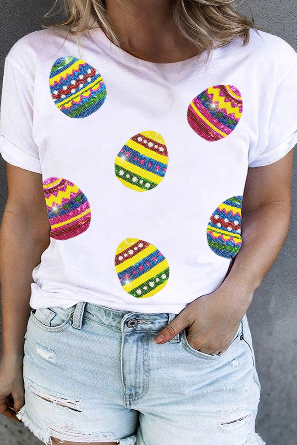 Plus Size Easter Round Neck Short Sleeve T-Shirt - Charming Charlie