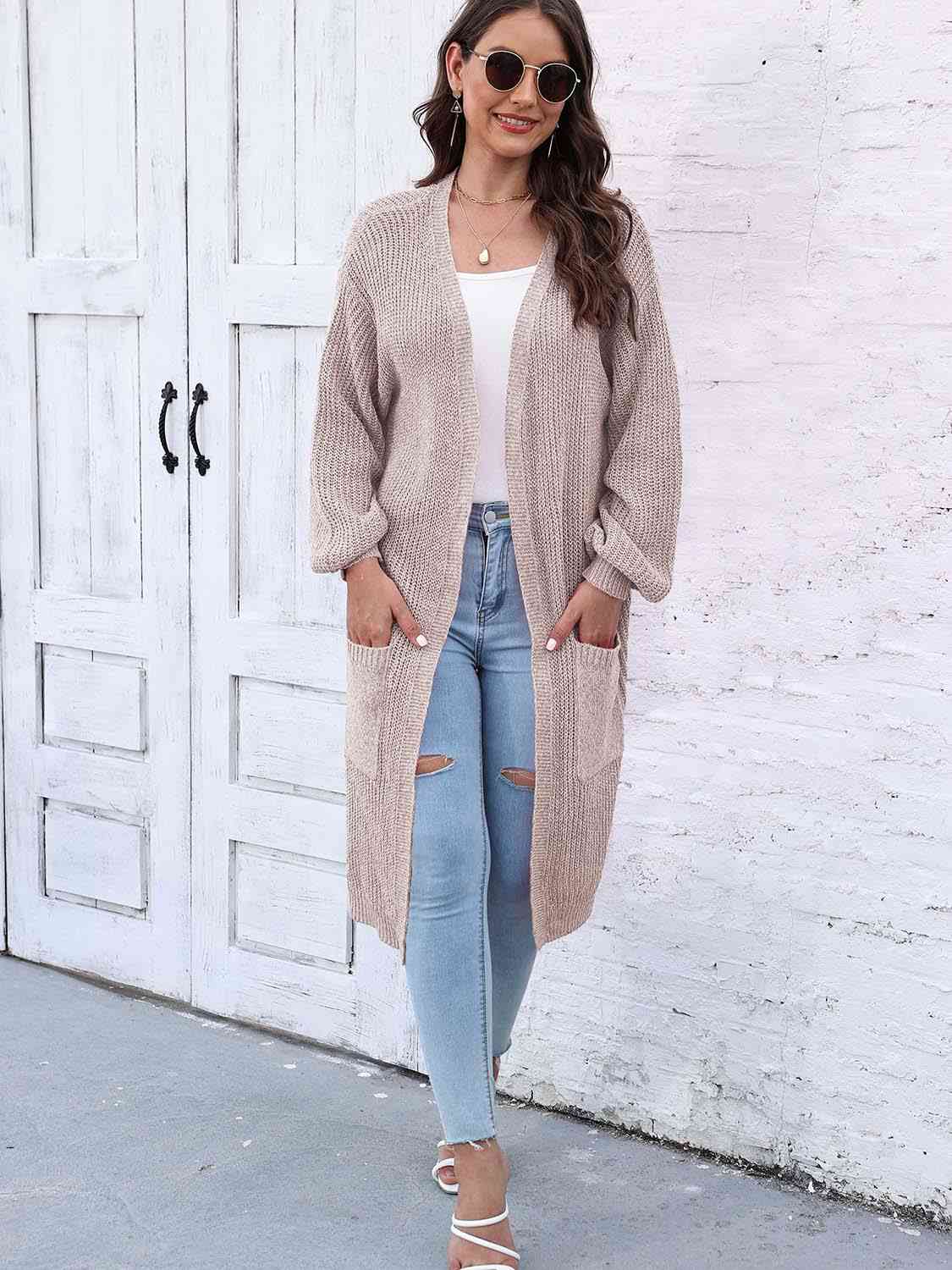 Open Front Longline Cardigan with Pockets - Charming Charlie