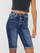 Kancan Full Size Cat's Whiskers Button Fly Denim Shorts - Charming Charlie