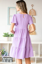 Heimish Full Size Swiss Dot Short Sleeve Tiered Dress - Charming Charlie