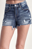 RISEN Mid Rise Raw Hem Denim Shorts - Charming Charlie