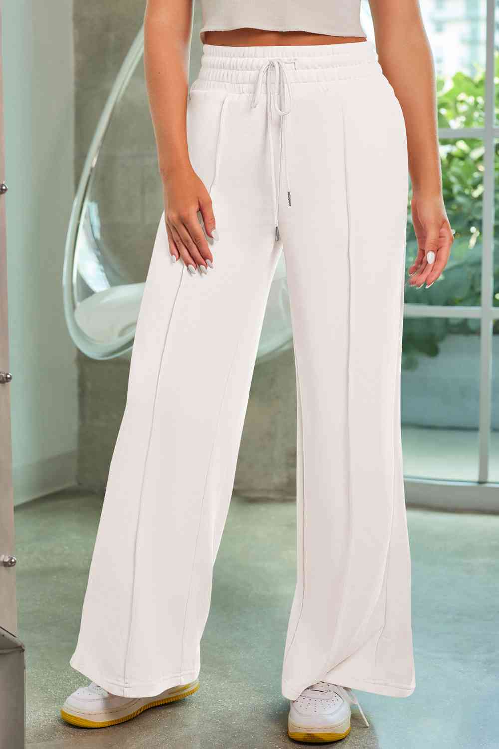 Drawstring straight hotsell leg pants