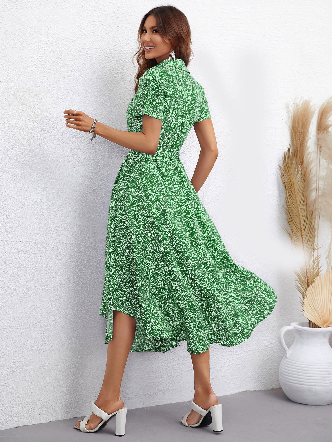 Whistles green 2025 ditsy dress