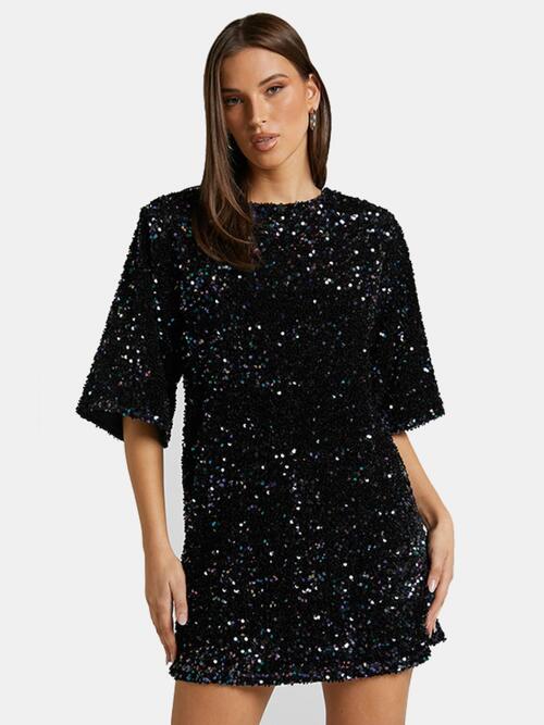 Sequin Tie Back Half Sleeve Mini Dress Charming Charlie