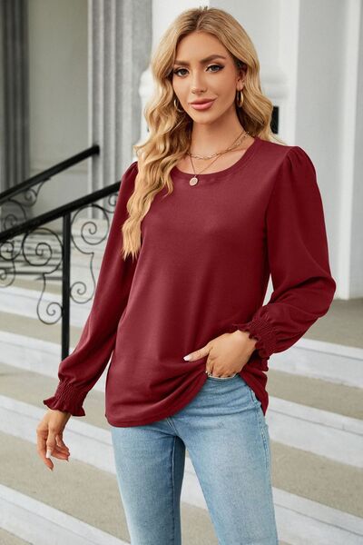 Round Neck Long Sleeve T-Shirt - Charming Charlie