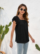 Ruffled Square Neck Cap Sleeve Blouse - Charming Charlie