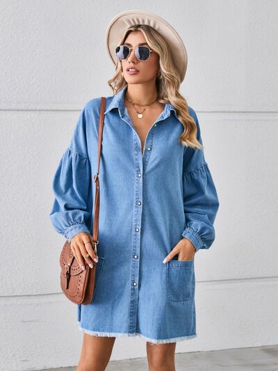 raw hem denim dress Indigo Denim Straight Strapless Full Skirt Raw Edge Hem Midi Dress *FI SSYS