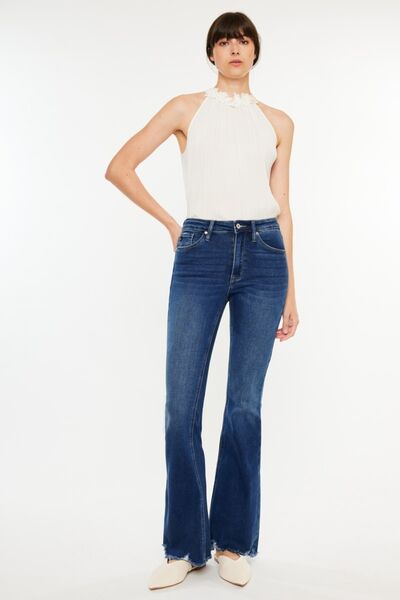Kancan Cat's Whiskers Raw Hem Flare Jeans - Charming Charlie