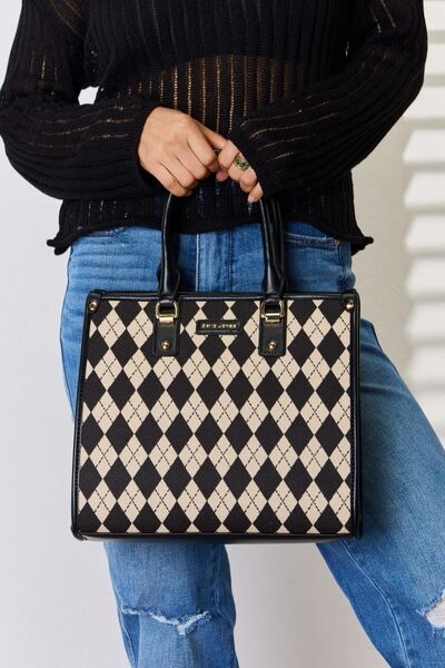 David Jones Argyle Pattern PU Leather Handbag - Charming Charlie