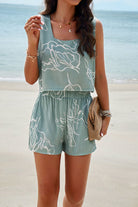 Printed Cropped Tank and Shorts Set - Charming Charlie