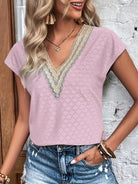 Eyelet V-Neck Cap Sleeve Blouse - Charming Charlie