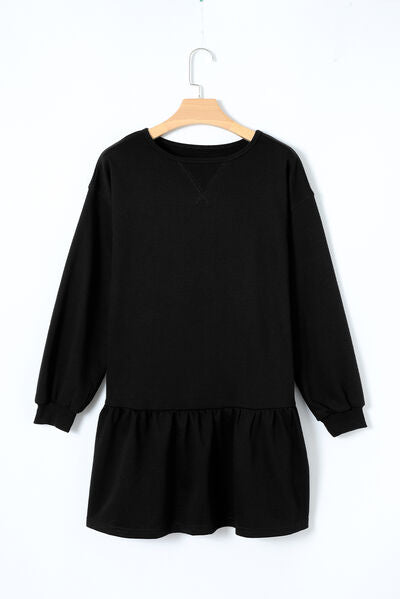 Round Neck Dropped Shoulder Mini Dress - Charming Charlie