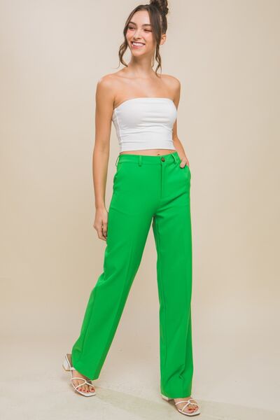 LOVE TREE High Waist Straight Pants - Charming Charlie