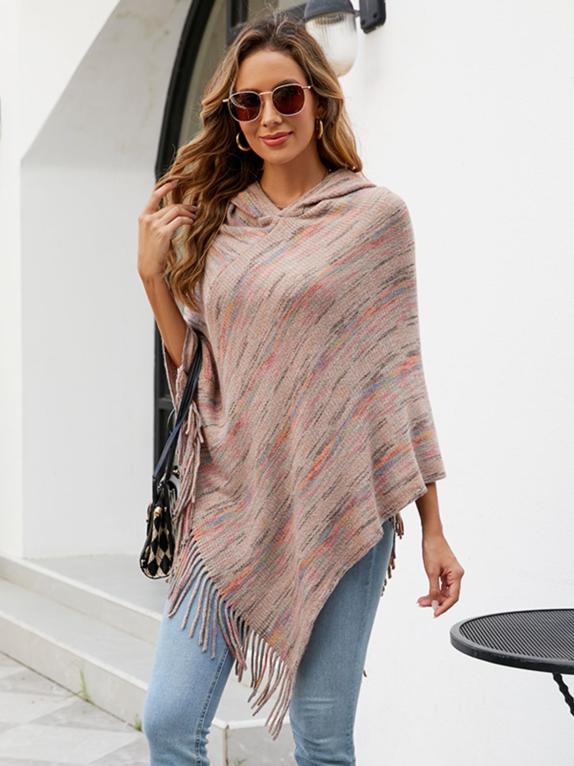 Fringe Hem Hooded Poncho - Charming Charlie