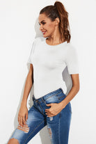 Round Neck Short Sleeve Bodysuit - Charming Charlie