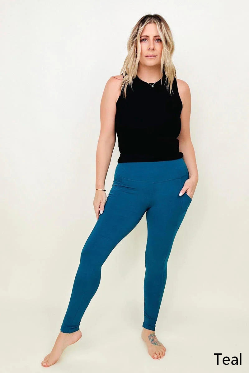 Zenana Cotton Wide Waistband Pocket Leggings – Charming Charlie