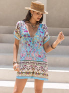 Tied Printed Short Sleeve Romper - Charming Charlie