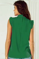 Ruffled Mock Neck Cap Sleeve Blouse - Charming Charlie